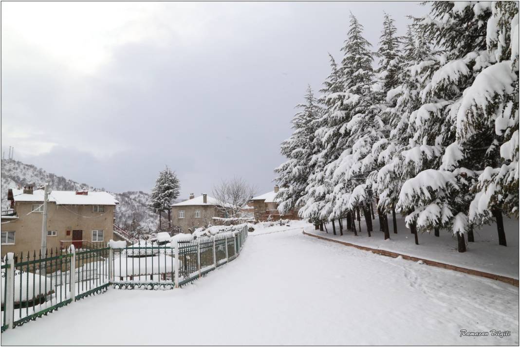 Konya’nın karla kaplı ilçesinden kartpostallık kareler 15